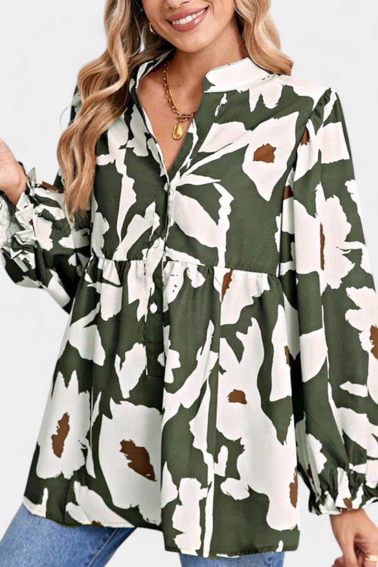 Florale Damenbluse Filomena mit Puffärmeln – Ansicht 5