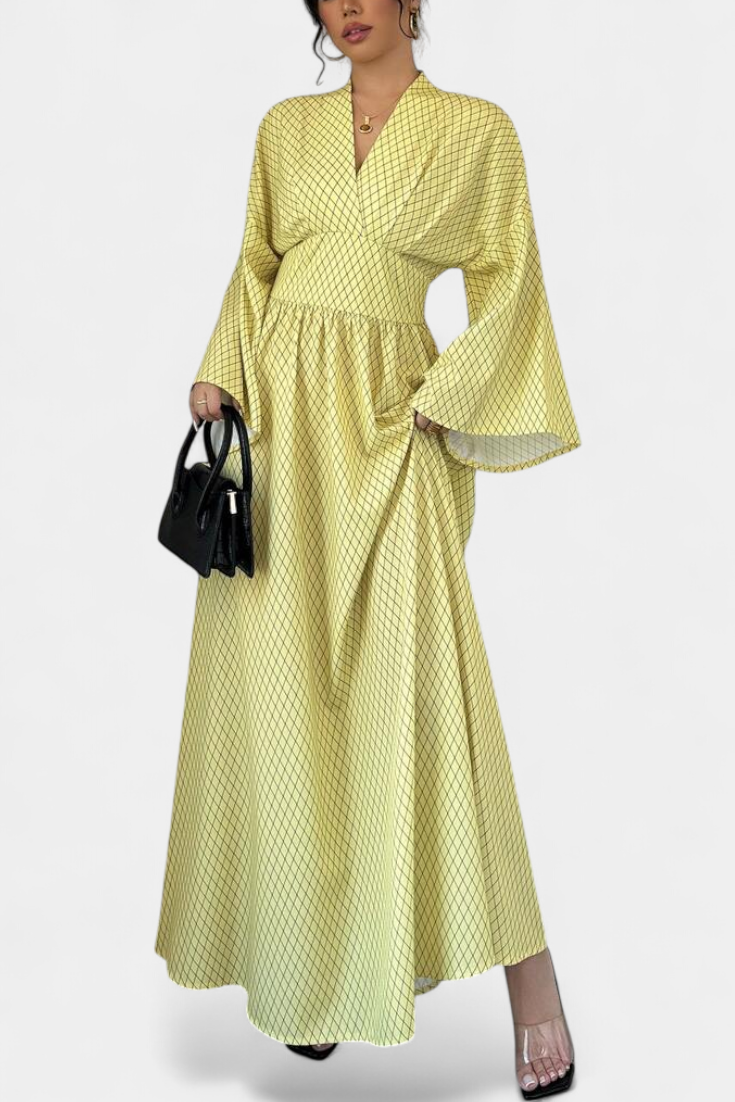 Geometrisches Maxikleid Anelia für Damen mit V-Ausschnitt – Ansicht 2