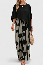 Asymmetrisches Damen-Set Aleida mit bedruckter Hose
