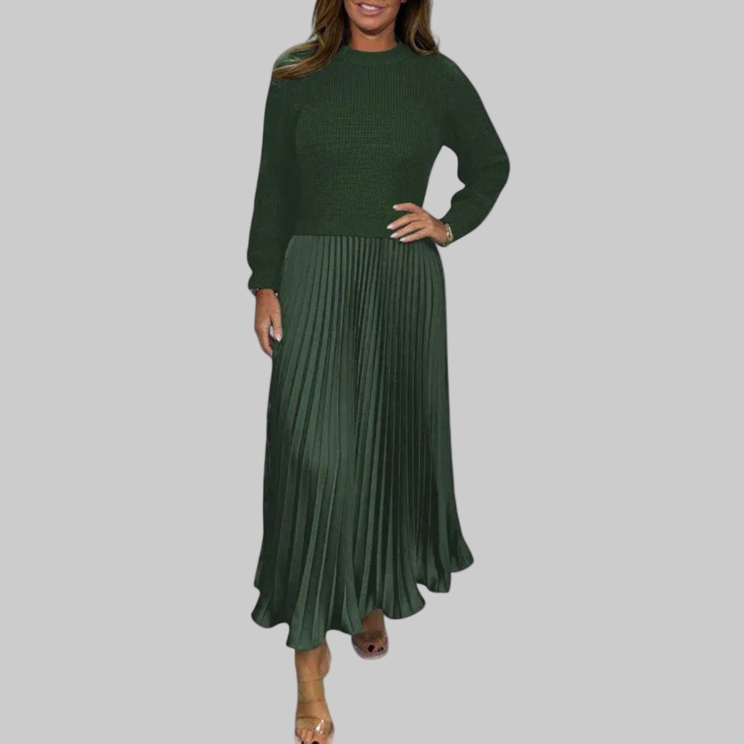 Claudia – Damen-Maxikleid mit Pullover und Plisseerock – Ansicht 7