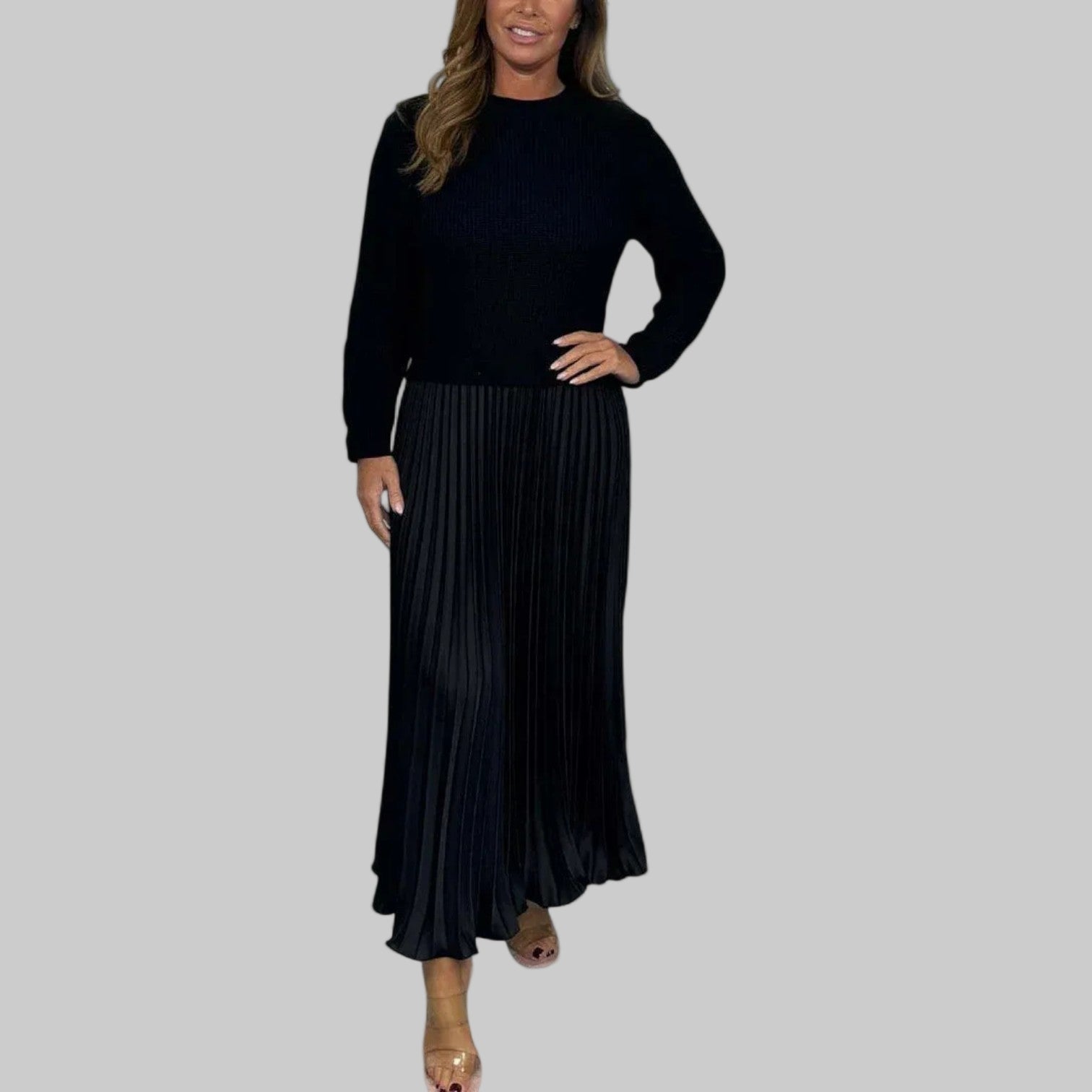 Claudia – Damen-Maxikleid mit Pullover und Plisseerock – Ansicht 5