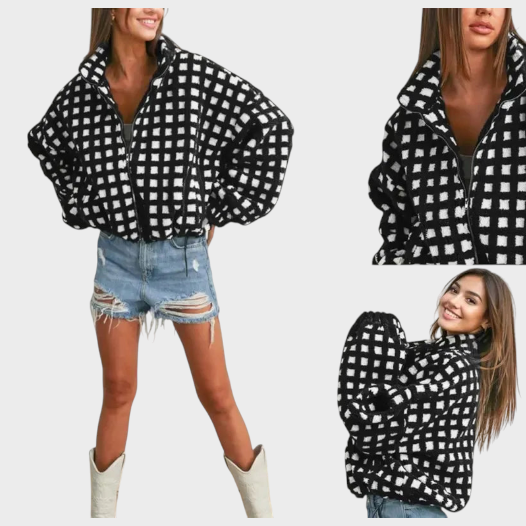 Cynthia – Fleecejacke mit Karomuster – Ansicht 3