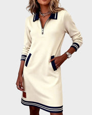 Hera – Baumwollkleid mit langen Ärmeln, Kragen und Reißverschluss – Ansicht 6