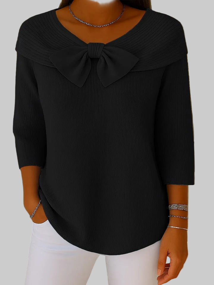 Serenna – Strickpullover für Damen mit Schleife und Rundhalsausschnitt – Ansicht 6