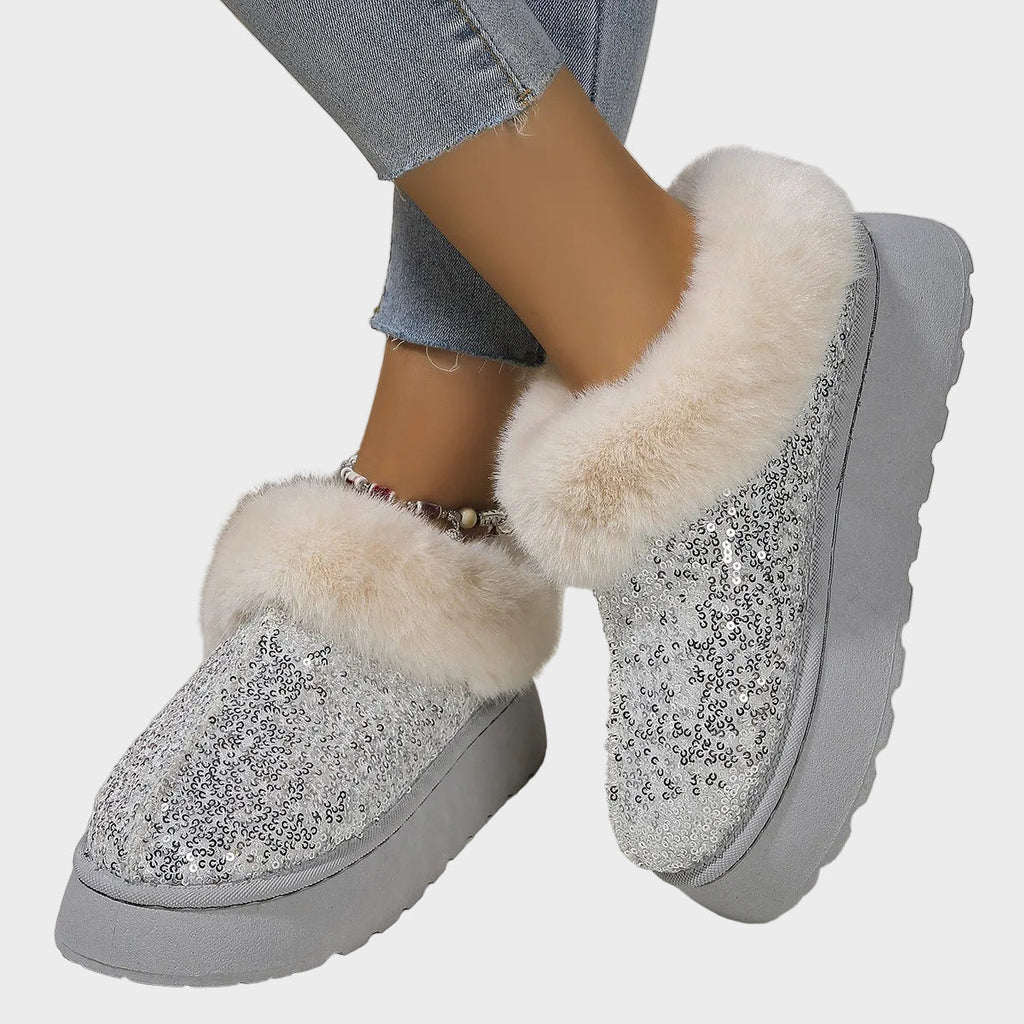 CrystalFur Komfortable Plateau-Stiefel