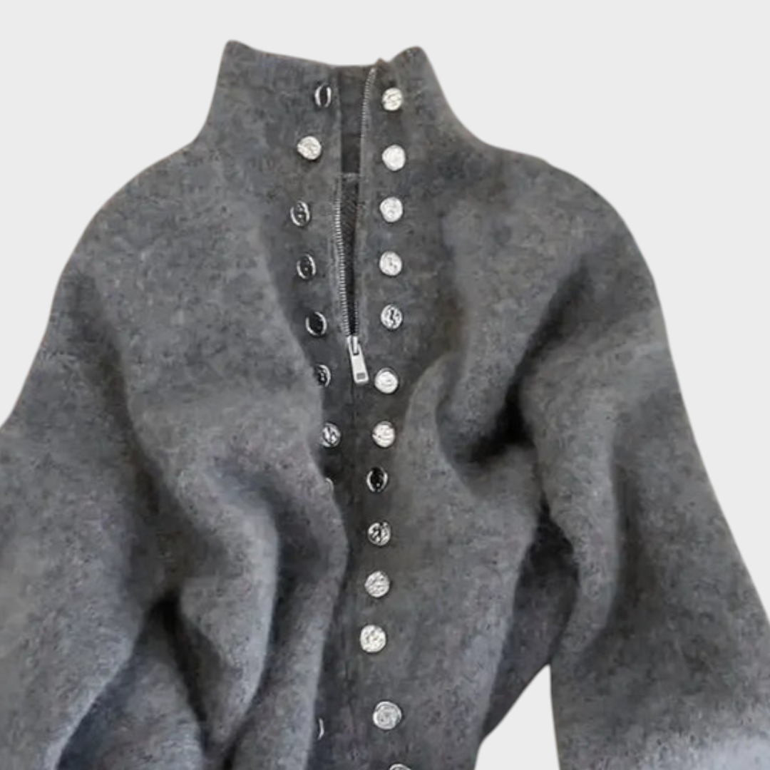Maxine – Elegante Strickjacke mit Stehkragen