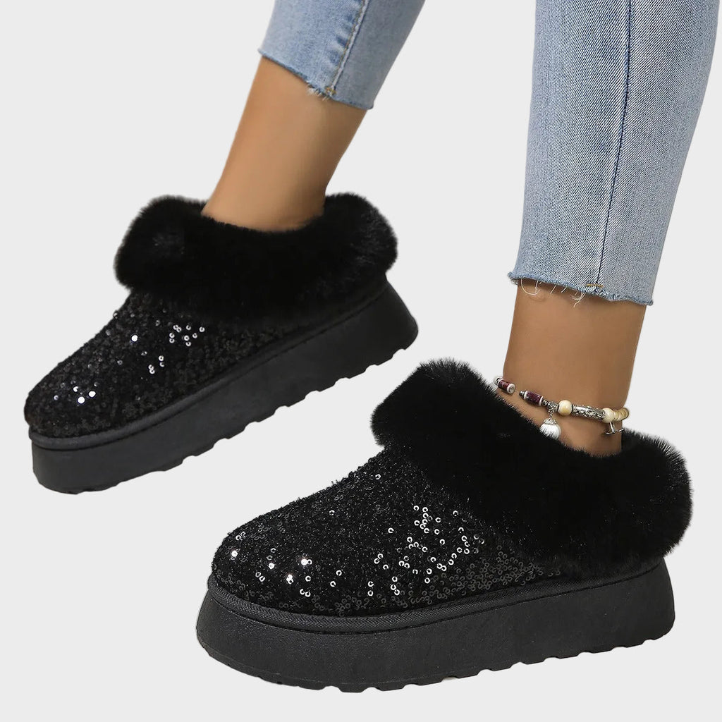 CrystalFur Komfortable Plateau-Stiefel
