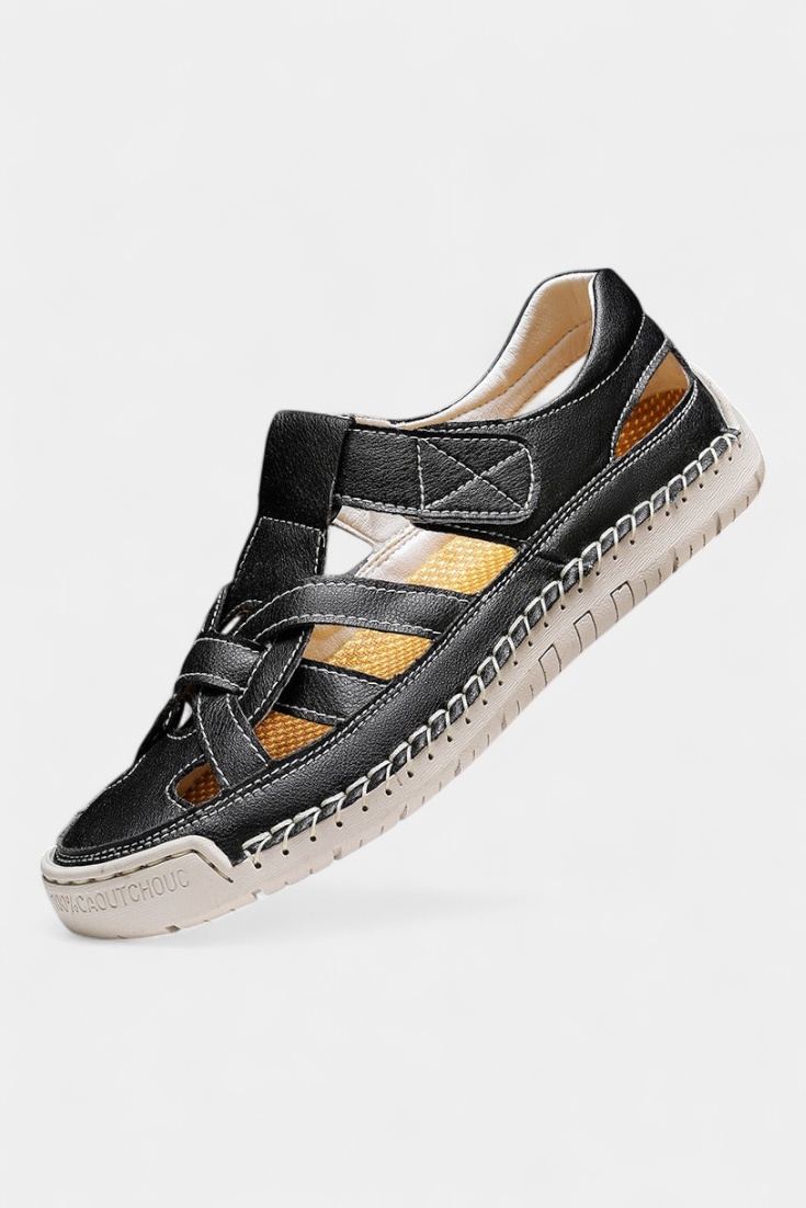 Ergonomische Damen-Sandalen Kaia aus Kunstleder mit seitlichen Aussparungen – Ansicht 3