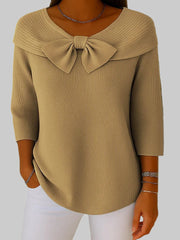 Serenna – Strickpullover für Damen mit Schleife und Rundhalsausschnitt – Ansicht 3