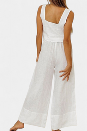 Damen-Leinen-Set Pascuala mit ärmelloser Bluse und weiter Hose – Ansicht 6