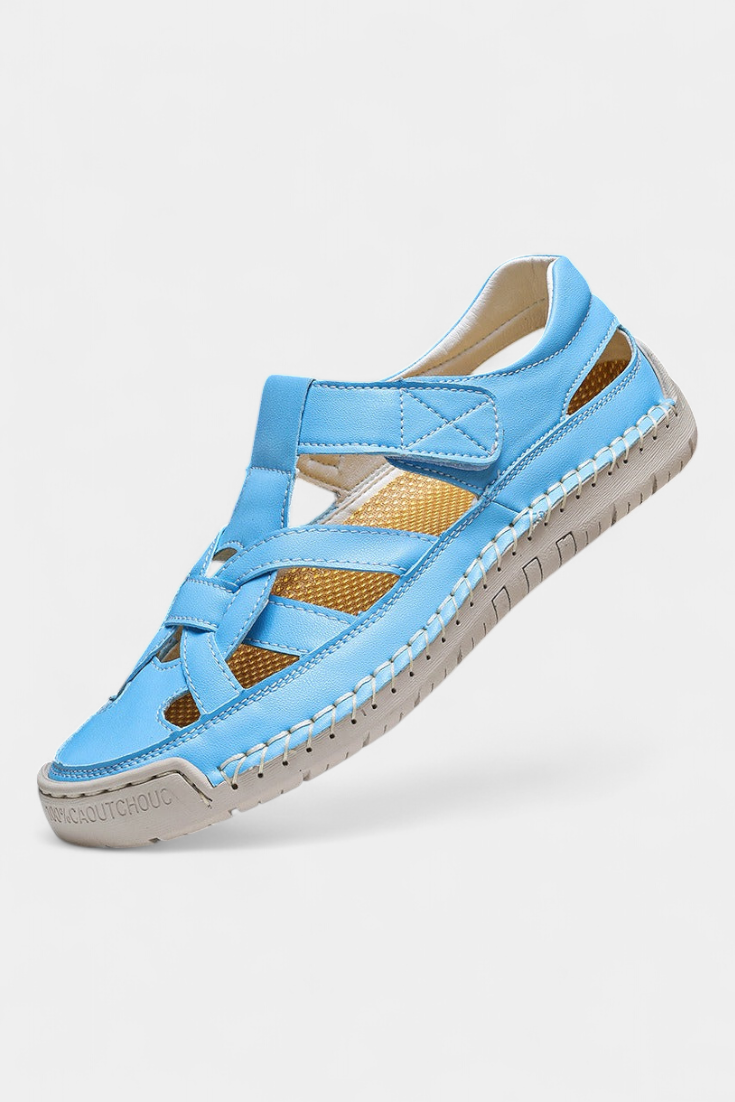 Ergonomische Damen-Sandalen Kaia aus Kunstleder mit seitlichen Aussparungen – Ansicht 4