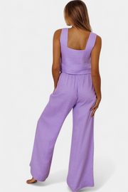 Damen-Leinen-Set Pascuala mit ärmelloser Bluse und weiter Hose – Ansicht 8