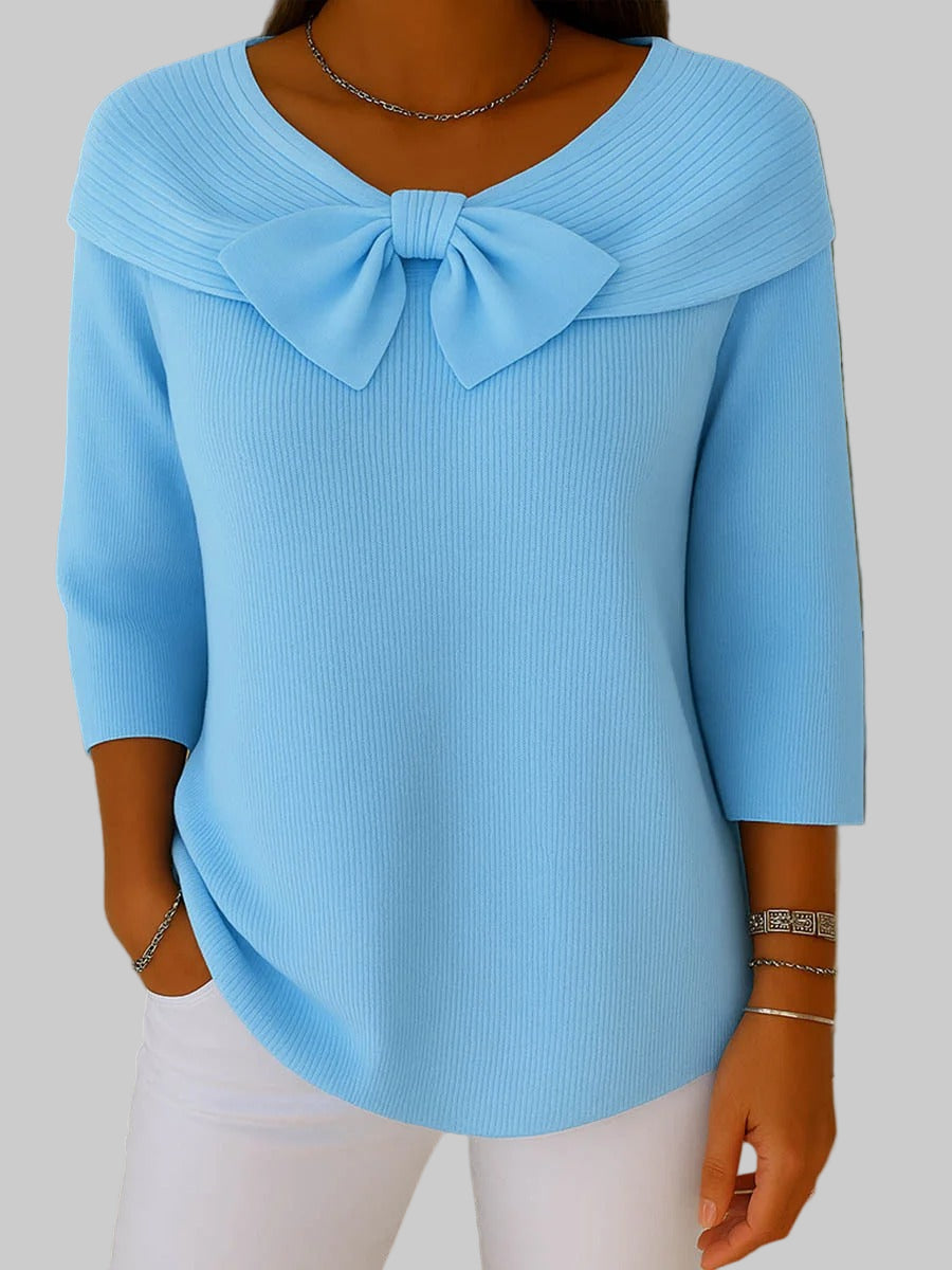 Serenna – Strickpullover für Damen mit Schleife und Rundhalsausschnitt