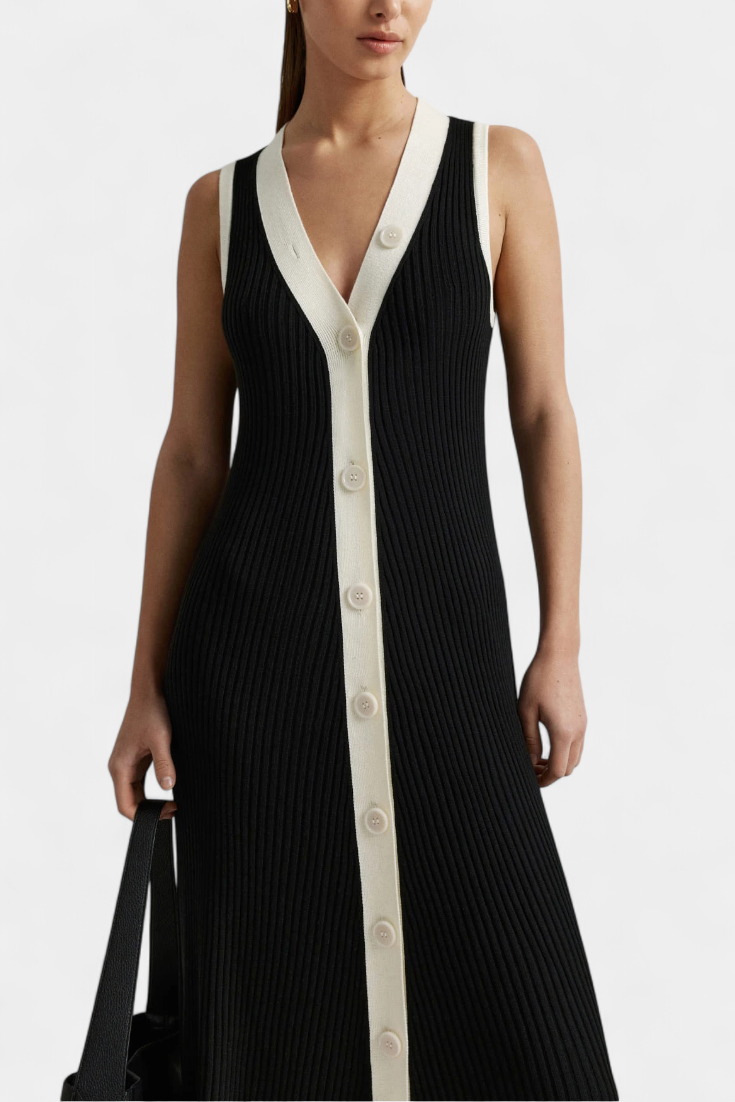 Brielle – Ärmelloses Strickkleid für Damen mit V-Ausschnitt – Ansicht 5