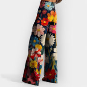Florale Hose für Damen mit weitem Bein – Ansicht 2