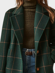 Retro-Tweedmantel für Damen mit Karomuster und Kragen – Ansicht 2
