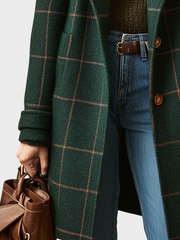 Retro-Tweedmantel für Damen mit Karomuster und Kragen – Ansicht 3