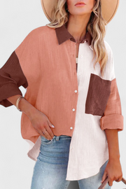Damenbluse Juniper mit Farbblock-Design und Knöpfen – Ansicht 3