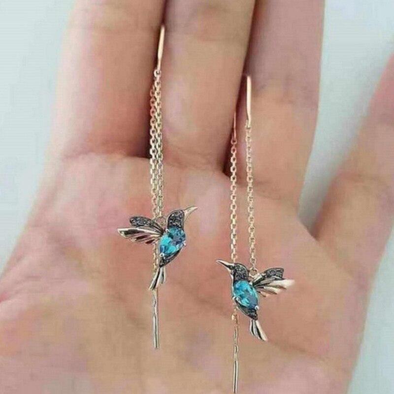 Kolibri-Ohrringe mit Emaille und Zirkonia – Ansicht 2