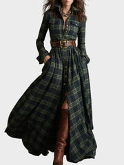 Skyler – Maxikleid mit Revers und Karomuster im Ethno-Stil – Ansicht 2