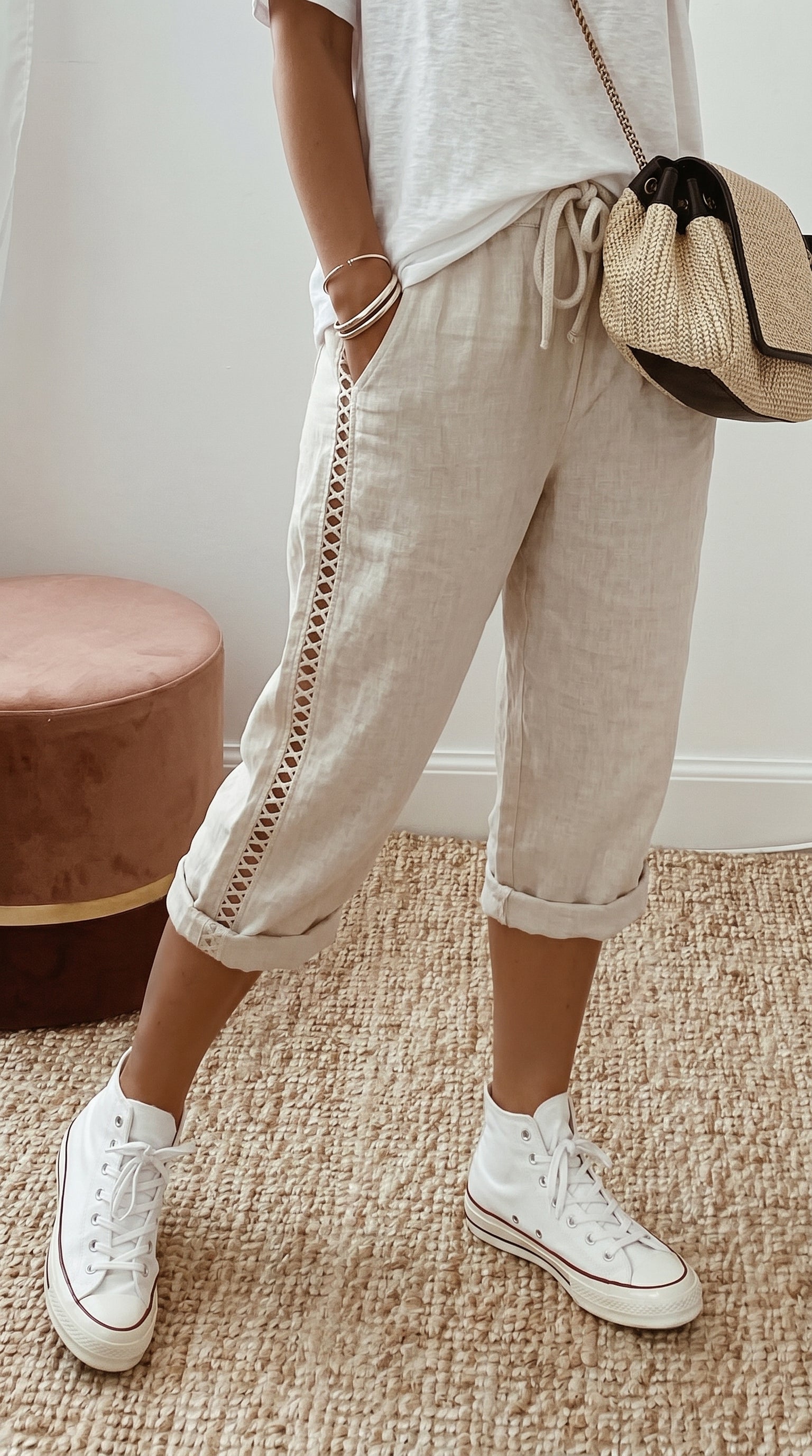 Heidi | Capri-Hose mit Spitzendetails