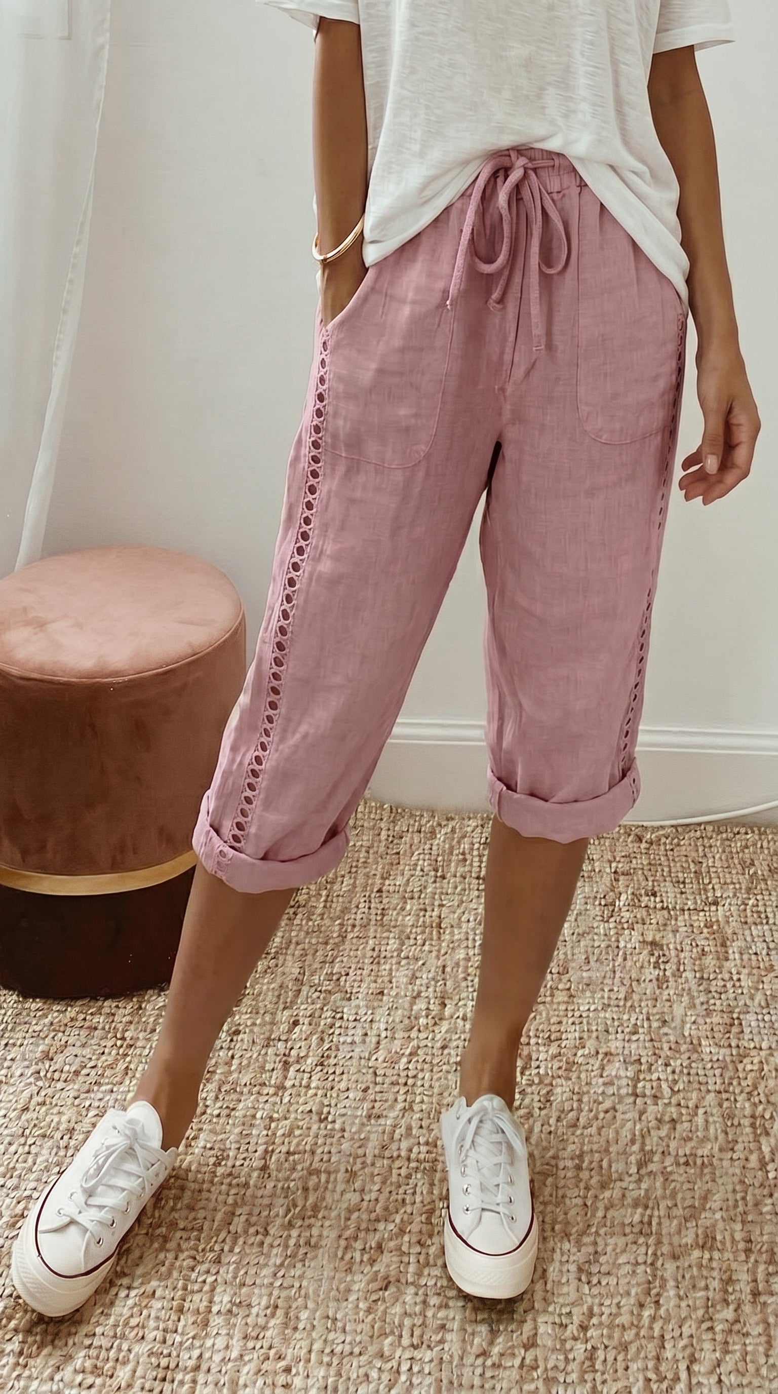 Heidi | Capri-Hose mit Spitzendetails