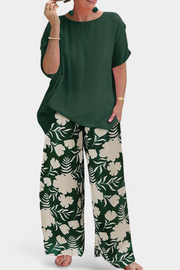 Florales Damen-Set Aivy mit lockerer Bluse und weiter Hose