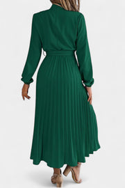 Theresa – Damenkleid mit hohem Kragen und plissiertem Gürtel – Ansicht 9