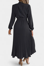 Theresa – Damenkleid mit hohem Kragen und plissiertem Gürtel – Ansicht 4