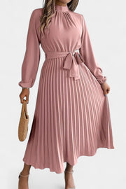 Theresa – Damenkleid mit hohem Kragen und plissiertem Gürtel – Ansicht 12