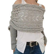 Maribel – Strickbluse-Schal für Damen mit Lochmuster und langen Ärmeln – Ansicht 4