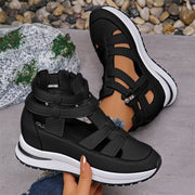 Weiße Damen Wedges mit Reißverschluss