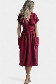 Cressida – Baumwollkleid für Damen mit V-Ausschnitt und Gürtel – Ansicht 12