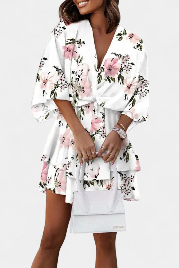 Eliza – Minikleid für Damen mit Knoten vorne und Rüschen – Ansicht 2