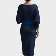 Janna – Weißes Satin-Midikleid mit Fledermausärmeln
