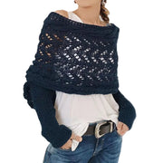 Maribel – Strickbluse-Schal für Damen mit Lochmuster und langen Ärmeln – Ansicht 3