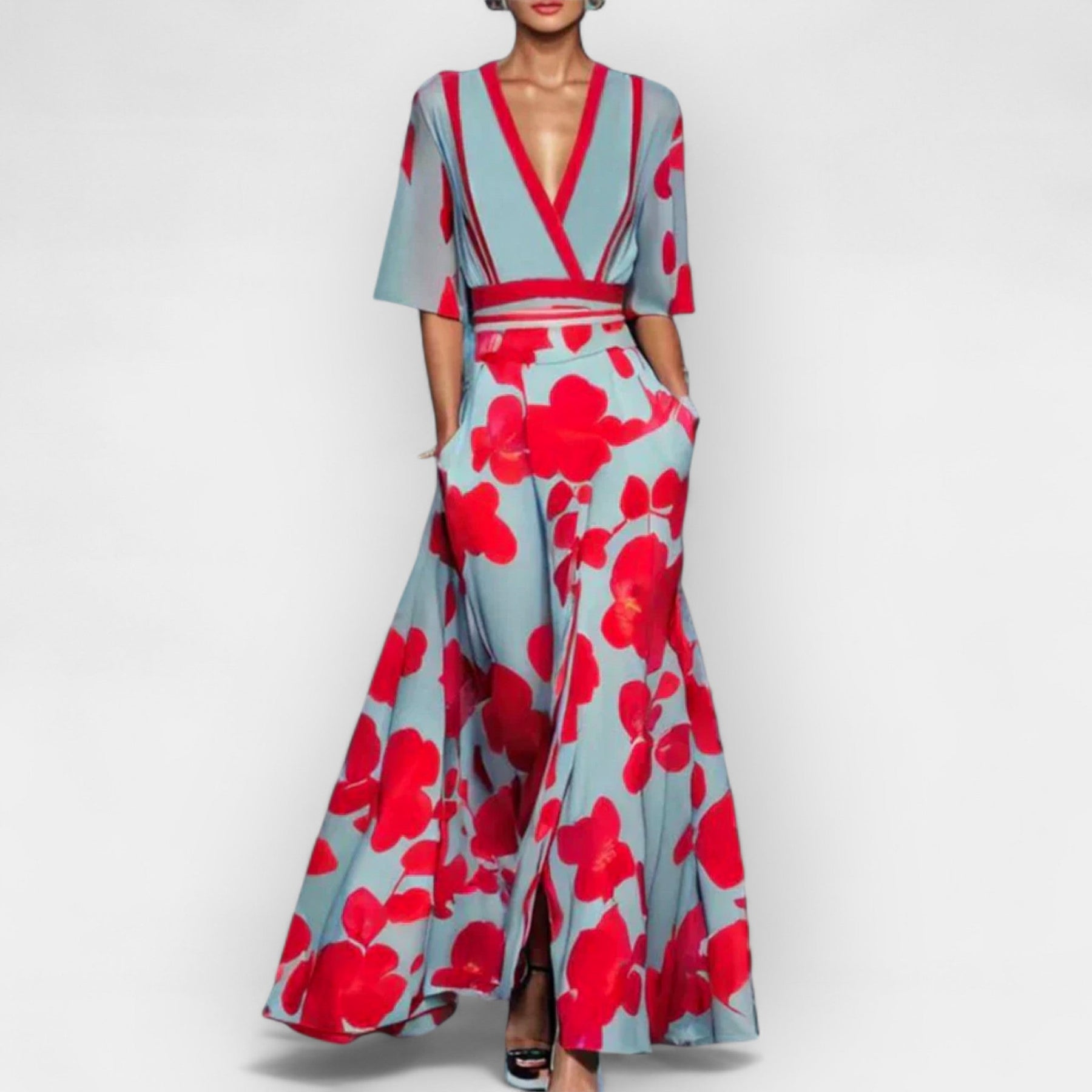 Florales Maxikleid für Damen in A-Linie