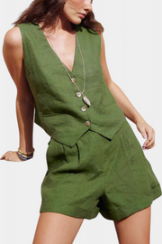 Damen-Leinen-Set Jennifer mit Weste und Shorts – Ansicht 5