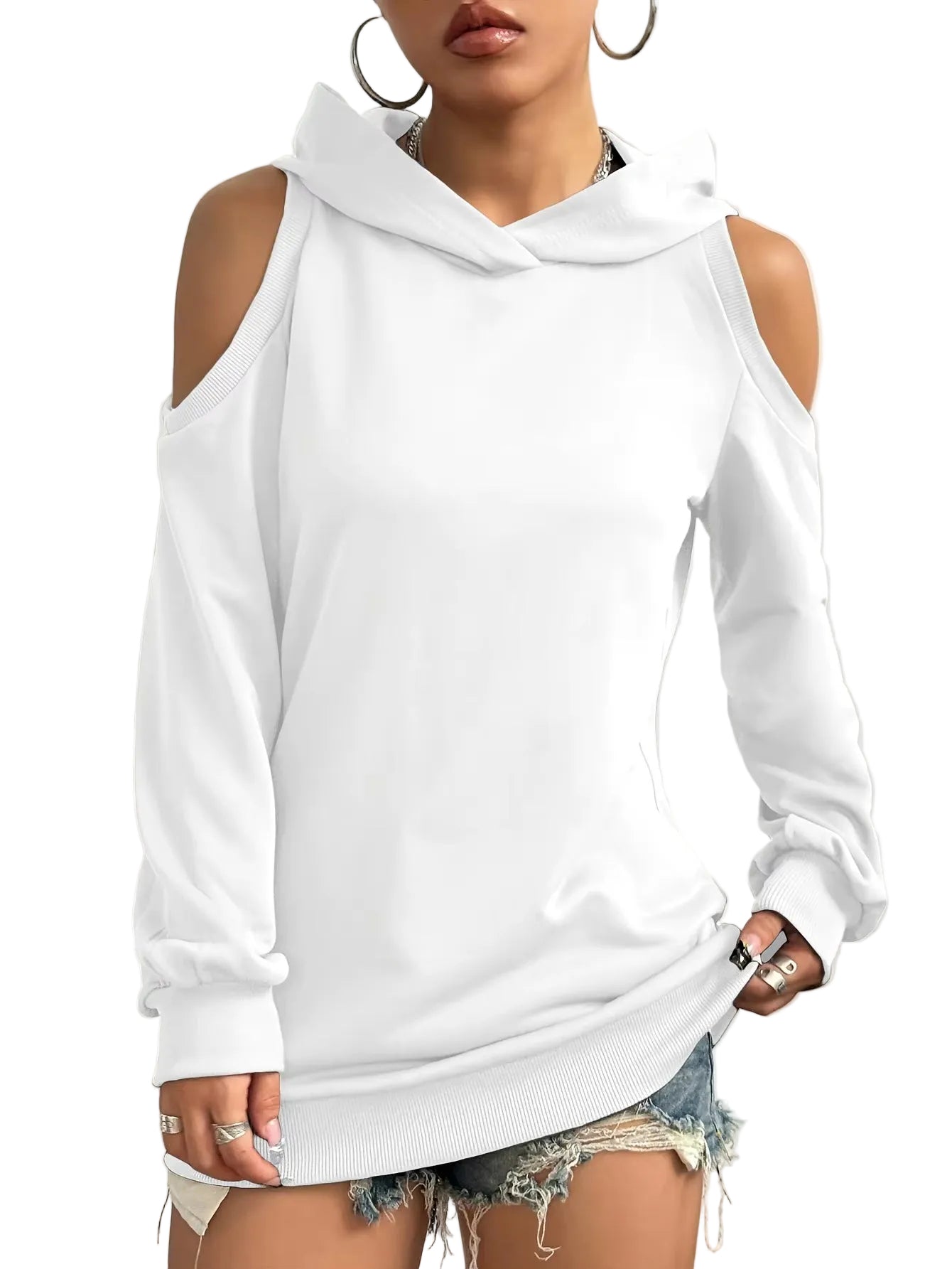 Ellen – Off-Shoulder-Kapuzenpullover für Damen – Ansicht 6