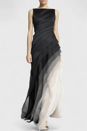 Angela – Ärmelloses Kleid für Damen mit Farbverlauf und luftigen Lagen