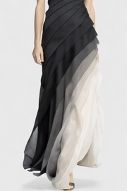 Angela – Ärmelloses Kleid für Damen mit Farbverlauf und luftigen Lagen – Ansicht 3