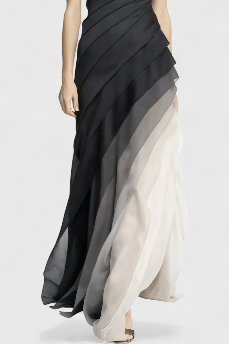 Angela – Ärmelloses Kleid für Damen mit Farbverlauf und luftigen Lagen – Ansicht 3