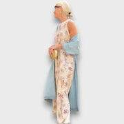 Elveria – Langes florales Damenkleid mit luftiger Strickjacke – Ansicht 3