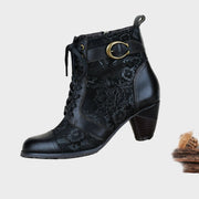 Florale Damen-Lederstiefeletten Timeless Grace mit Schnürung – Ansicht 7