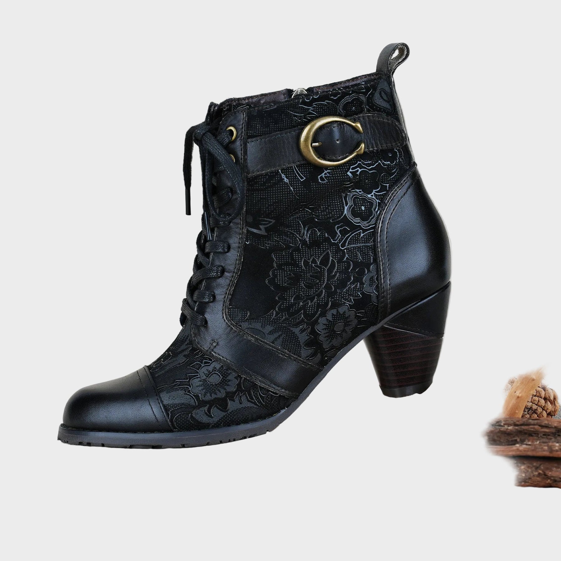 Florale Damen-Lederstiefeletten Timeless Grace mit Schnürung – Ansicht 7