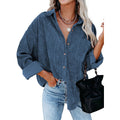 Oversized κοτλέ πουκάμισο Reina με κουμπιά σε χαλαρή γραμμή
