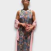 Elveria – Langes florales Damenkleid mit luftiger Strickjacke – Ansicht 5