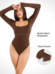 Damen-Langarm-Body aus weichem, nahtlosem Material – Ansicht 2