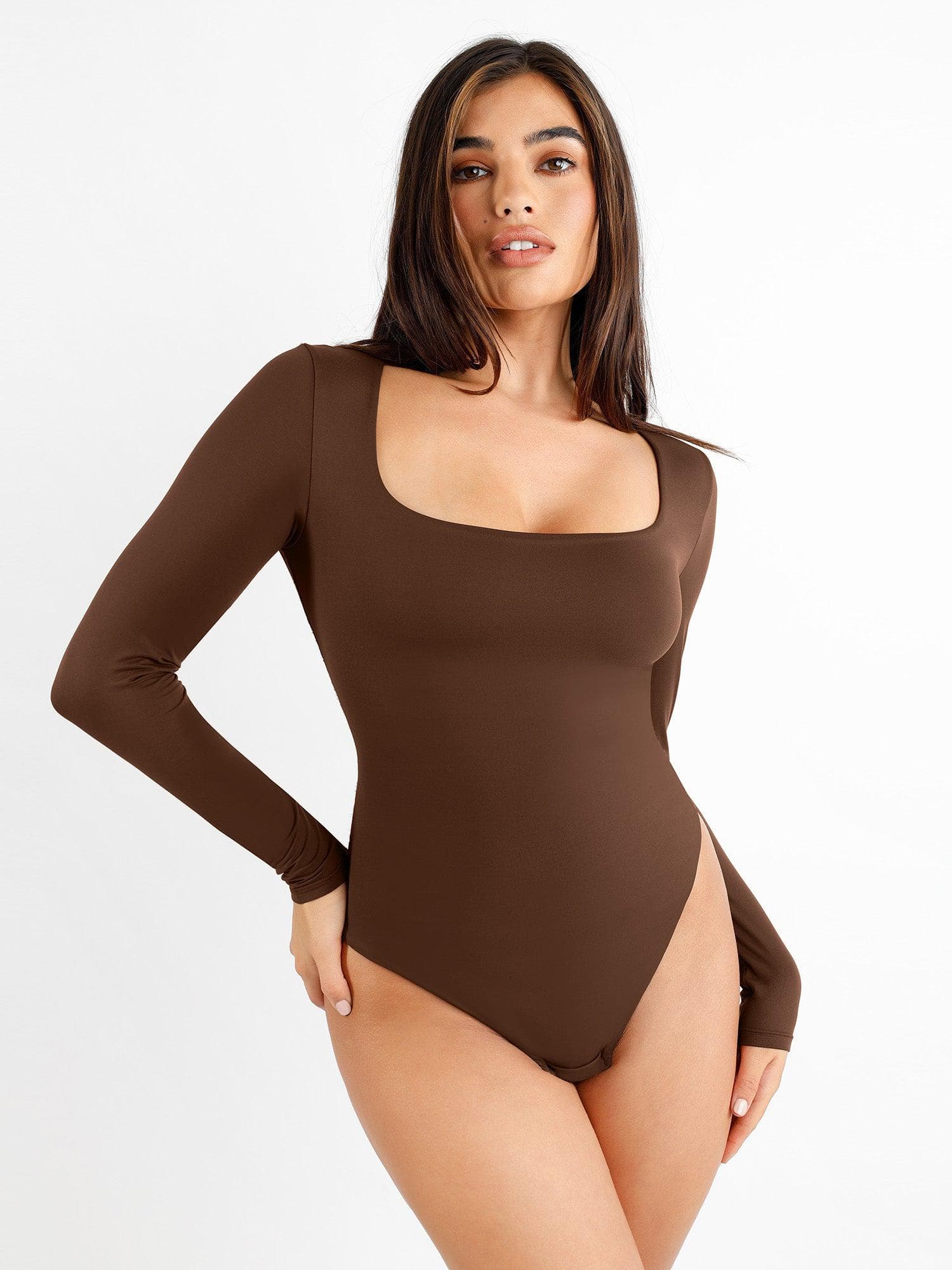 Damen-Langarm-Body aus weichem, nahtlosem Material