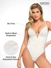 Damen-Spitzenbody im Korsett-Stil mit tiefem Ausschnitt
